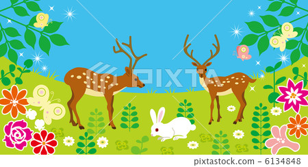 Deer and rabbit / field 6134848
