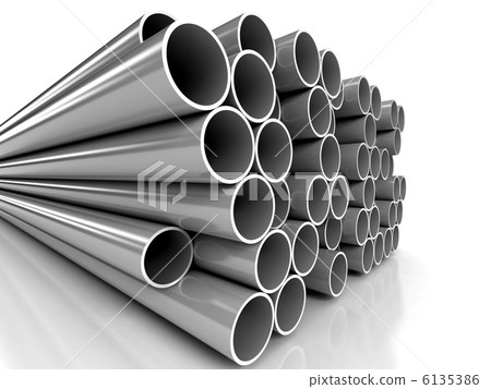 Metal tubes over white background 6135386