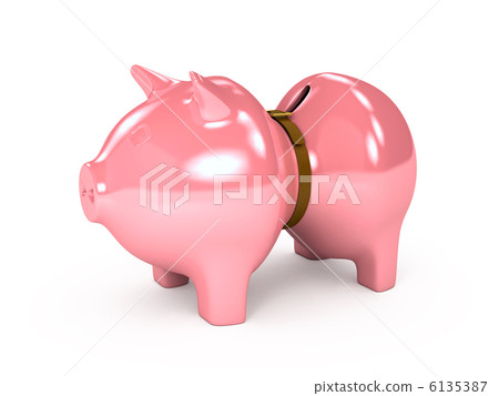 Piggy bank over white background 6135387
