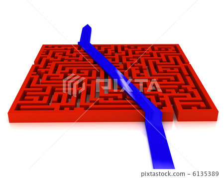 Labirinth with arrow over white background Labirinth with arrow over white background 6135389