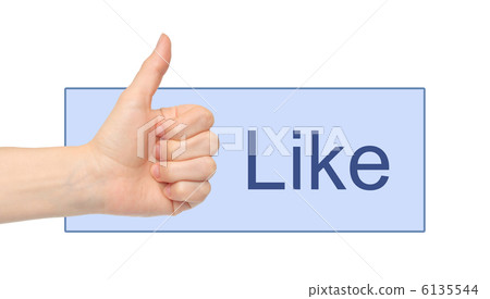 Like button with woman hand on white background Like button with woman hand on white background 6135544