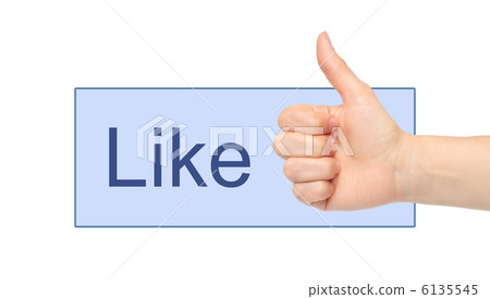 Like button with woman hand on white background Like button with woman hand on white background 6135545