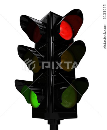 Traffic light over white background 6135935