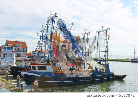 Fishing ships in the port of Volendam. Netherlands Fishing ships in the port of Volendam. Netherlands 6137072