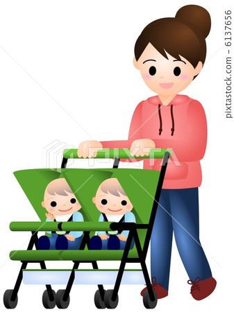 Twin baby and mum 6137656