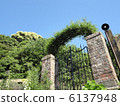 Gate of green and bricks 6137948