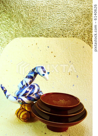 New Year's card 2013 · Three servings of a ravine on gold bales · Two kinds of Japanese paper back vertical position · postcard correspondence ratio 6140626