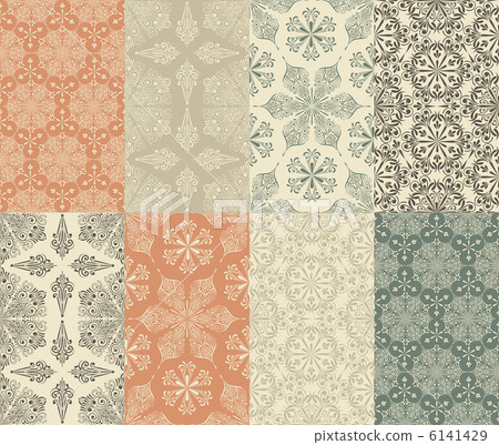 8 Vector Seamless Winter Patterns with  Snowflakes 6141429