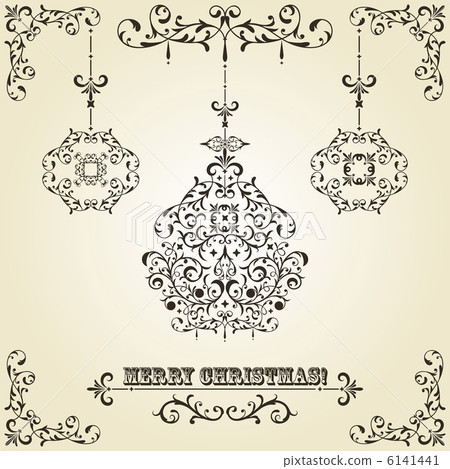 Vector Vintage Christmas Greeting Card - Stock Illustration [6141441 ...