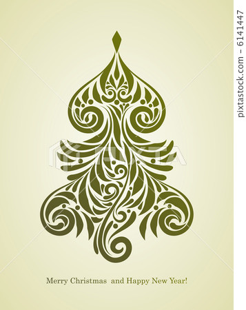 Vector Christmas Greeting Card with Fir Tree - Stock Illustration ...