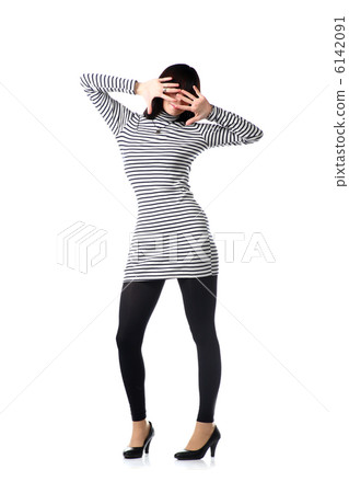 brunette on white full body 6142091