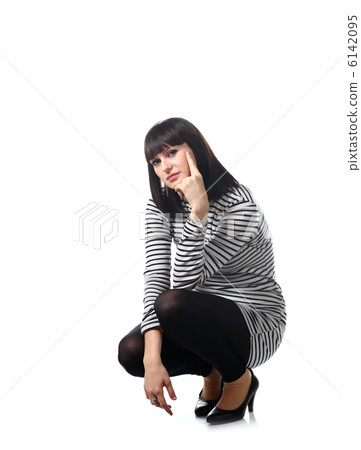 brunette on white full body 6142095