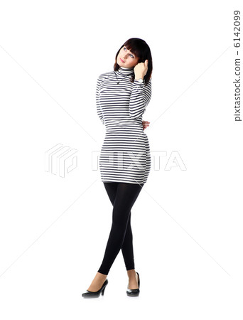 brunette on white full body 6142099