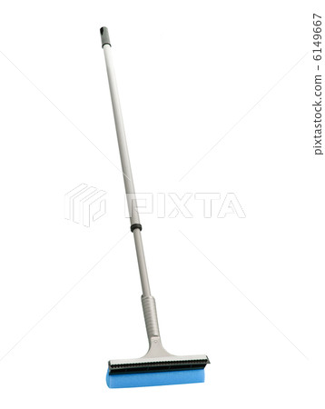 Blue plastic broom isolated on white 6149667