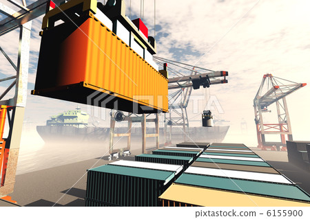 Industrial Port 3D render Industrial Port 3D render 6155900