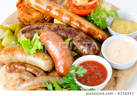 sausages with sauces 6156957