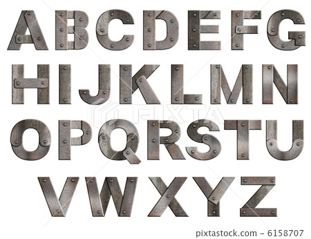 Old grunge metal alphabet letters isolated on white 6158707