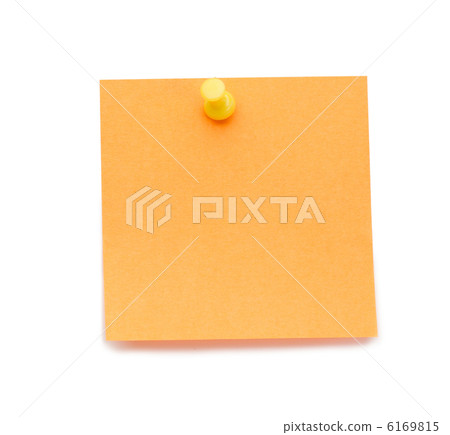 Orange post-it with drawing pin 6169815