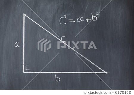 Right triangle with pythagorean formula on a blackboard Right triangle with pythagorean formula on a blackboard 6170168