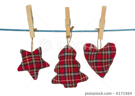 Christmas decorations hang on the clothesline Christmas decorations hang on the clothesline 6171984