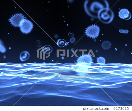 Blue virus flowing through bloodstream 6173015