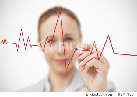 Businesswoman drawing ECG line Businesswoman drawing ECG line 6174853
