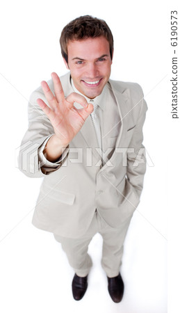 Assertive businessman showing OK sign Assertive businessman showing OK sign 6190573