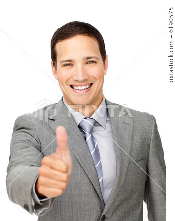 Successful businessman with thumb up 6190575