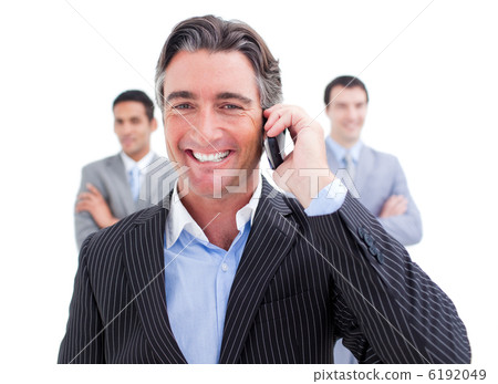 Laughing businessman talking on phone Laughing businessman talking on phone 6192049