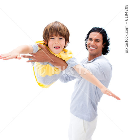 Animated father and his son playing together Animated father and his son playing together 6194209