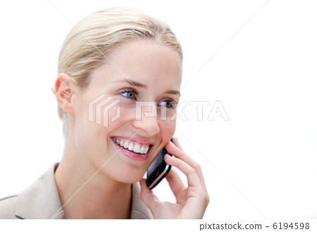 Portrait of a confident businesswoman talking on phone 6194598