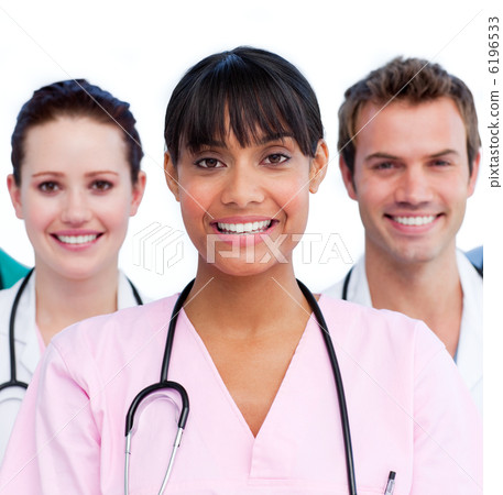 Portrait of a doctor and her medical team 6196533