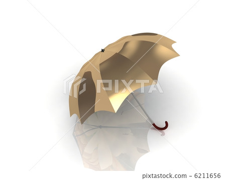 golden umbrella with wooden handle 6211656
