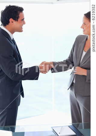 Side view of business people welcoming each other Side view of business people welcoming each other 6219382
