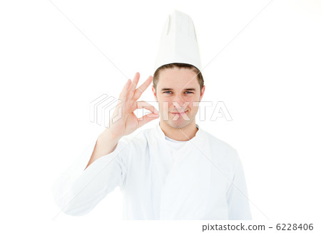 Handsome cook giving hand signal 6228406