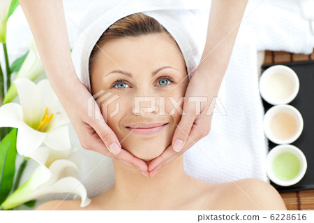 Bright woman having a massage Bright woman having a massage 6228616