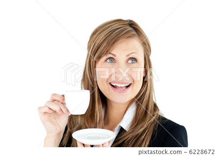 Elegant young businesswoman holding a cup of coffee Elegant young businesswoman holding a cup of coffee 6228672