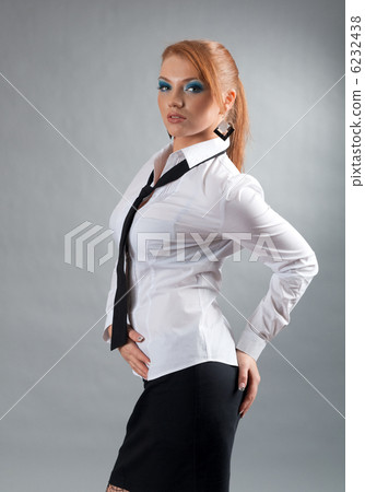 redheaded girl in white shirt and tie redheaded girl in white shirt and tie 6232438