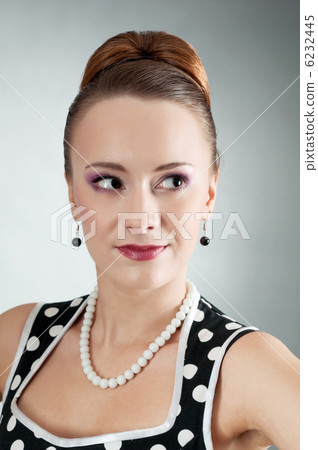 beautiful lady in a polka dot dress. beautiful lady in a polka dot dress. 6232445