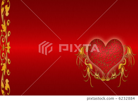 Gold with red  valentines background with  hearts 6232884