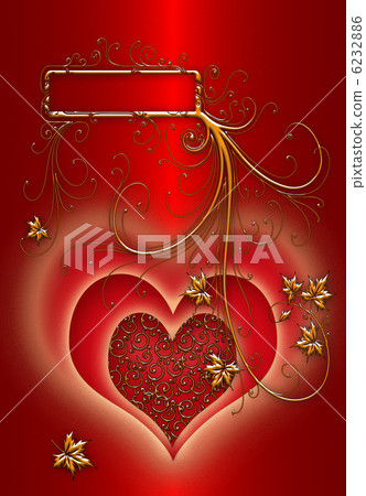 Gold with red  valentines background with  hearts 6232886