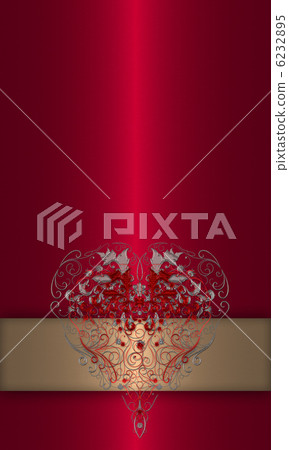 Gold with red  abstract  valentines background with  hearts 6232895
