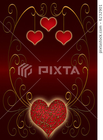 Gold with red  valentines background with red  hearts 6232901