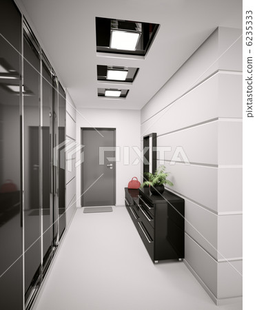Interior of modern entrance hall 3d render Interior of modern entrance hall 3d render 6235333