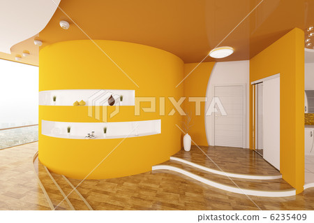 Modern interior design of entrance hall 3d render 6235409