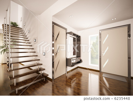 Modern interior of hall 3d render 6235448