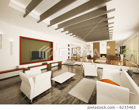 Modern apartment interior 3d render Modern apartment interior 3d render 6235465