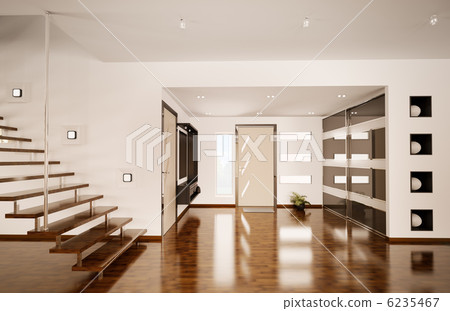 Modern interior of hall 3d render Modern interior of hall 3d render 6235467