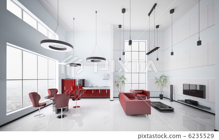 Modern apartment interior 3d render 6235529