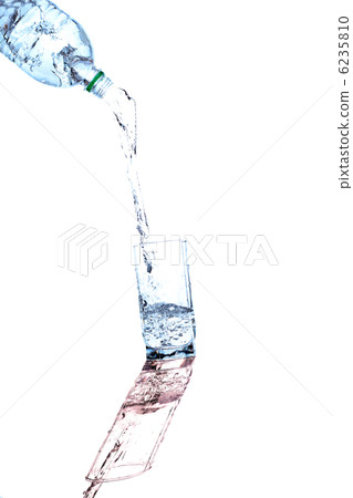 Water streaming from bottle isolated on white 6235810